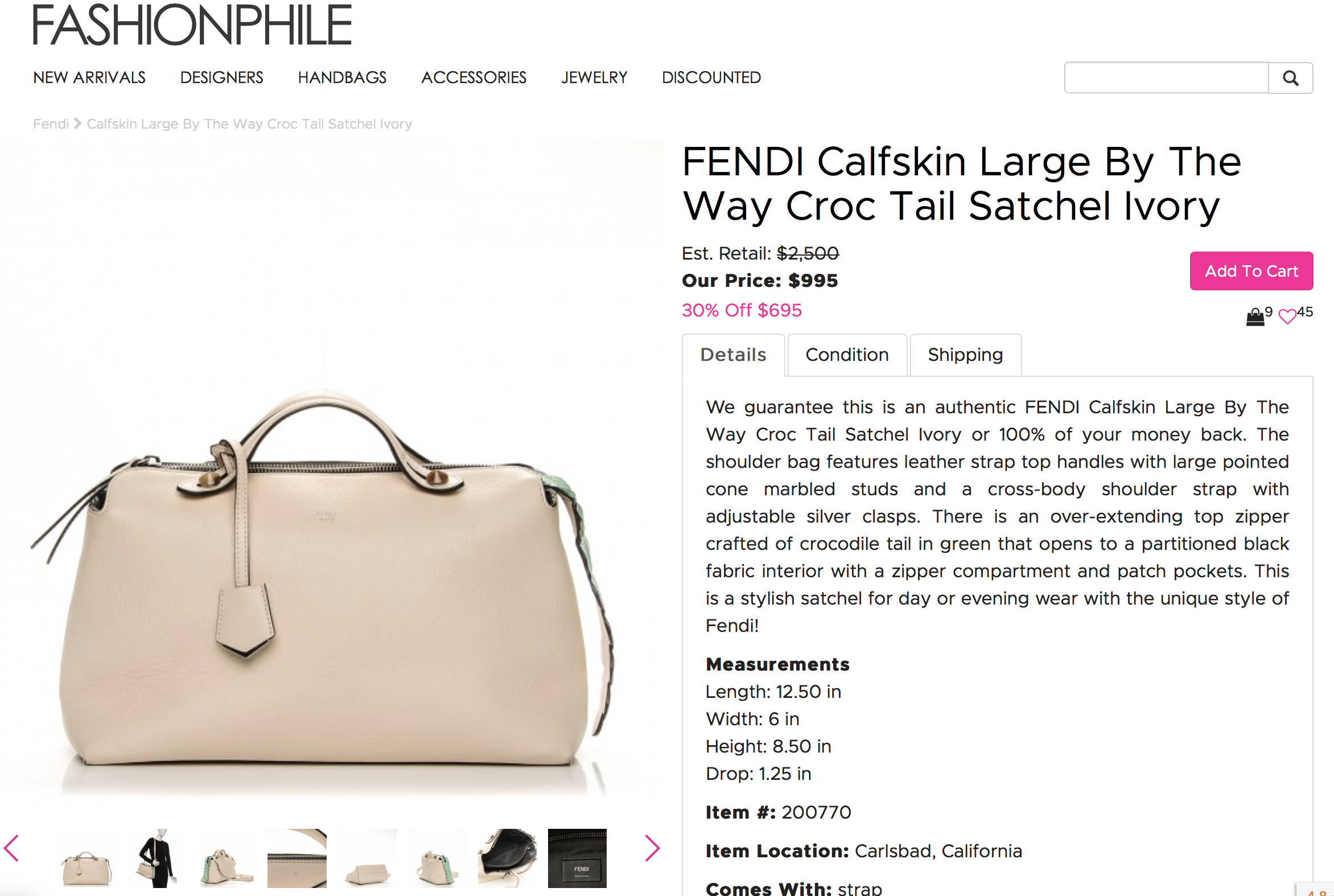 Fendi By The Way with a gator tail on sale at Fashionphile- great price!