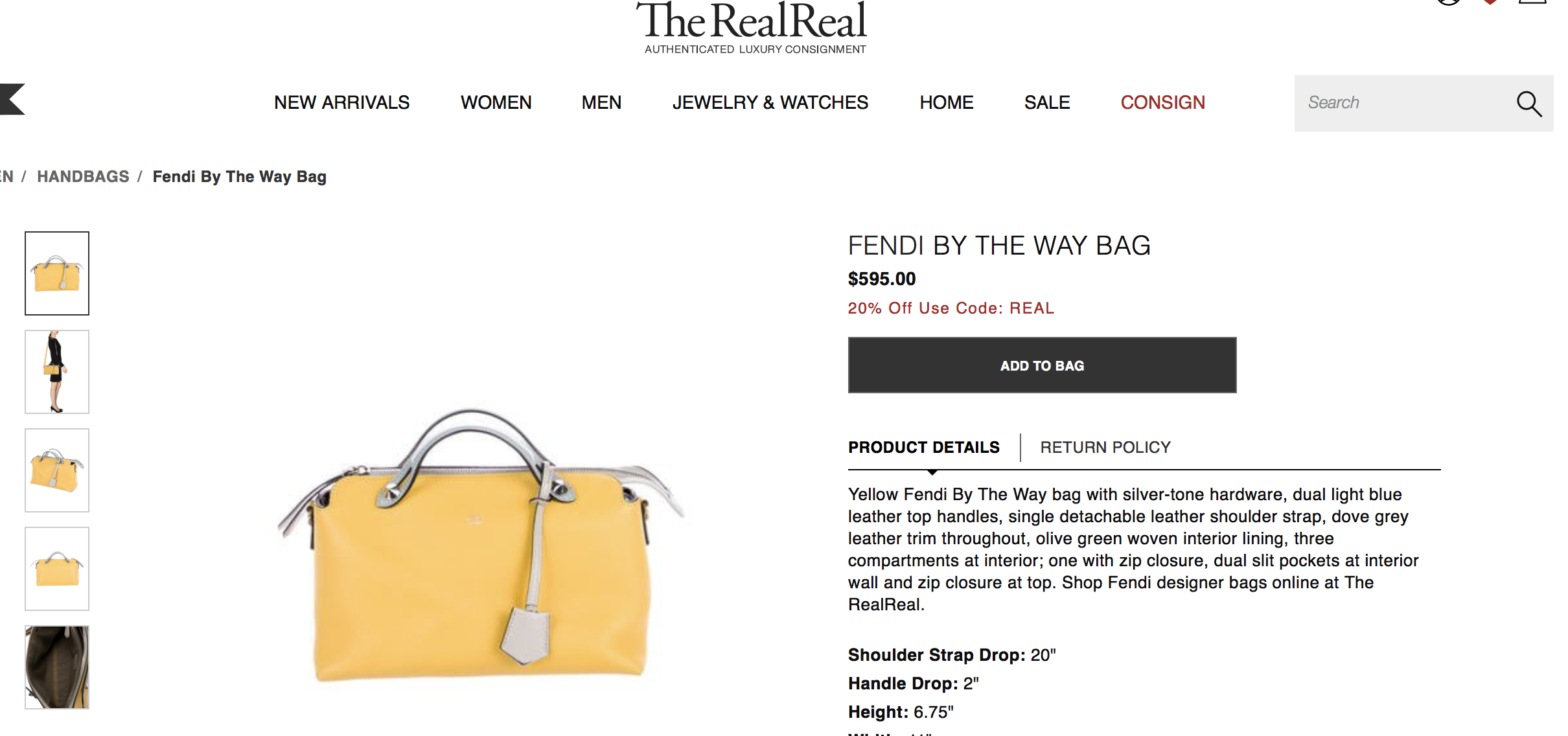 The RealReal Steals! Great price on a yellow Fendi By The Way