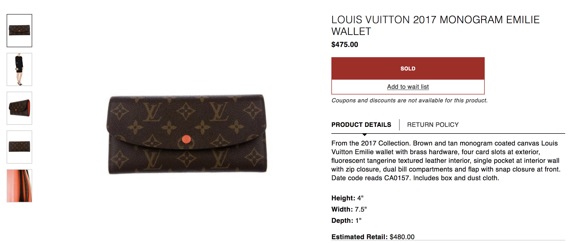 High Price of used Louis Vuitton Emilie on The RealReal