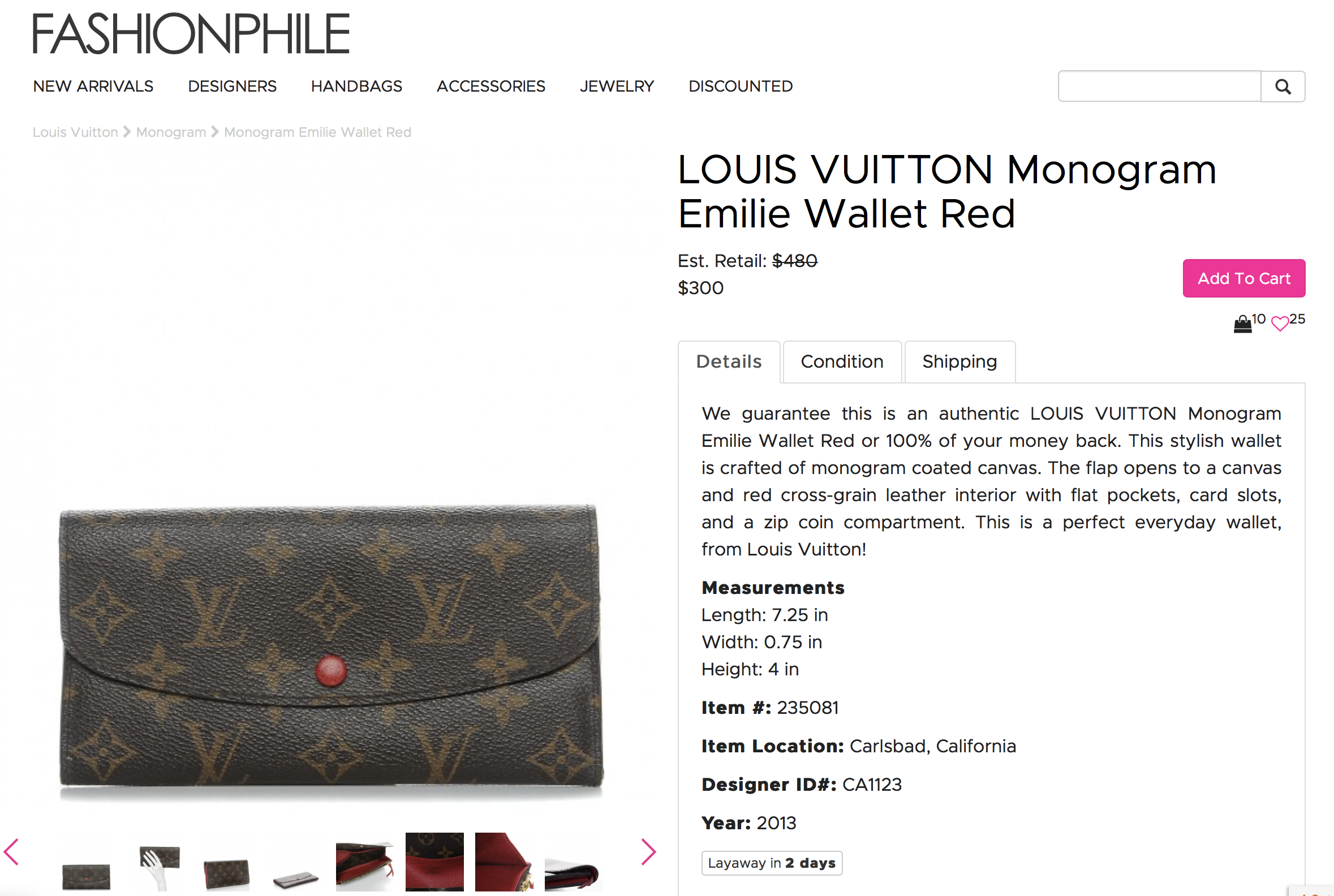 Low price of used Louis Vuitton Emilie on Fashionphile