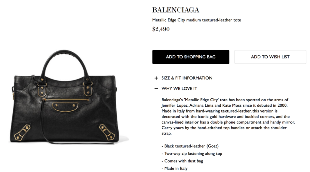 Full Price Balenciaga City Metallic Edge from Net-A-Porter