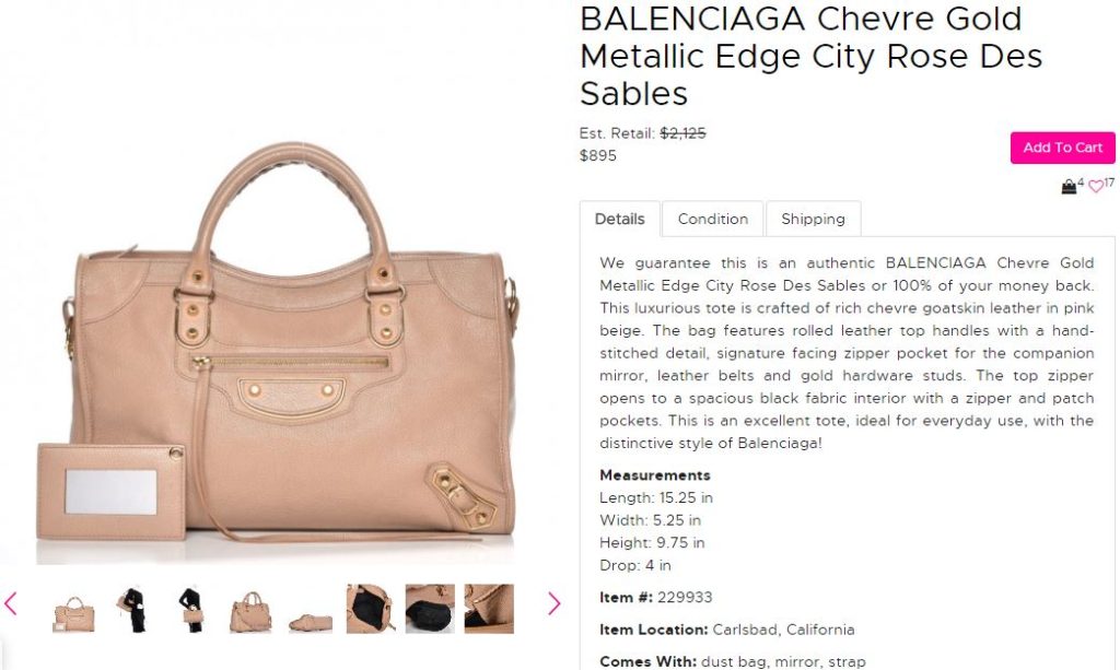 Low Used Price of the Balenciaga City Metallic Edge on Fashionphile